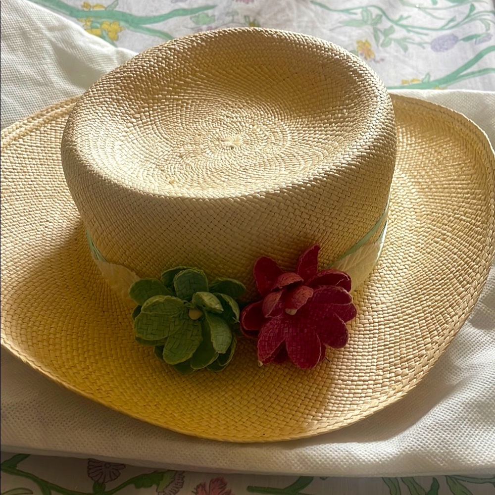 Genuine Panama Hat with Floral Accents